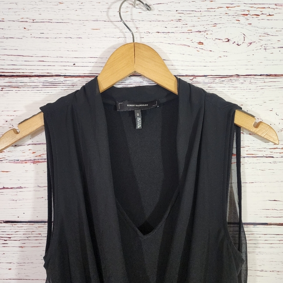 Robert Rodriguez V Neck Draped Layerd Dress - Picture 4 of 8